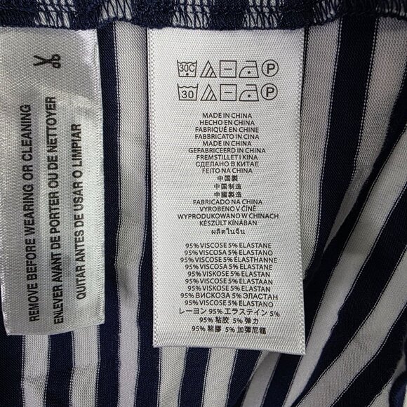Womens Michael Kors Navy & White Striped Shirt Long Sleeve Round Neck Viscose M - Picture 4 of 9